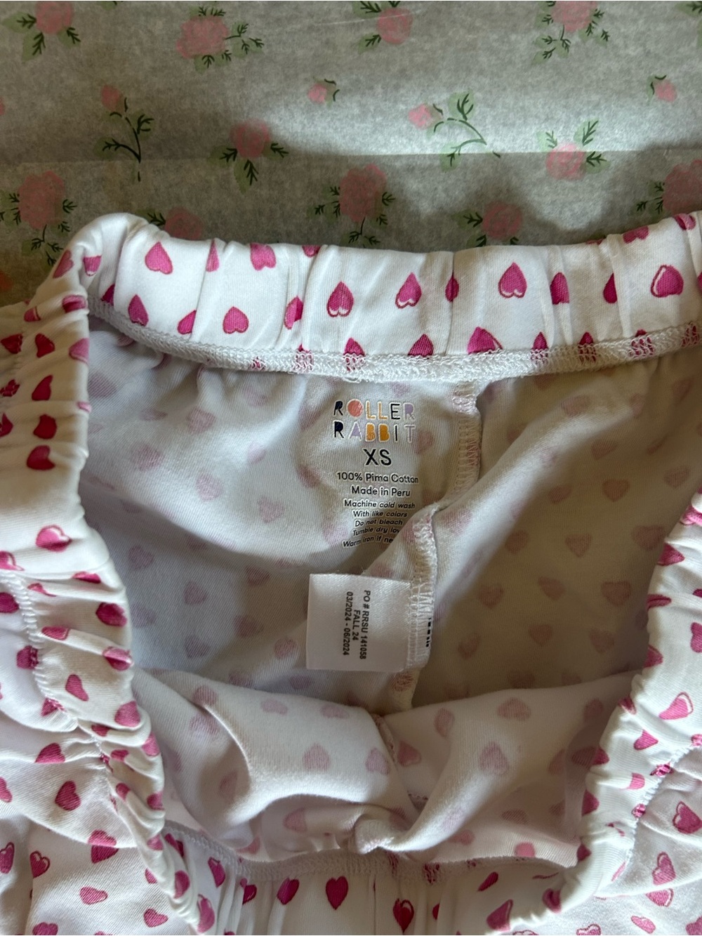 Roller Rabbit White Pajama Set with Pink Heart Print - Picture 4 of 7